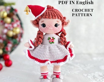 Christmas Elf Doll pattern of a crochet doll PDF in English pattern christmas doll pattern of a crochet doll amigurumi pattern of a soft