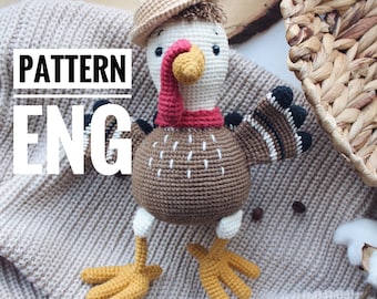 Crochet amigurumi pattern turkey and worm PDF ENGLISH pattern Crochet turkey crochet animal crochet turkey pattern amigurumi turkey