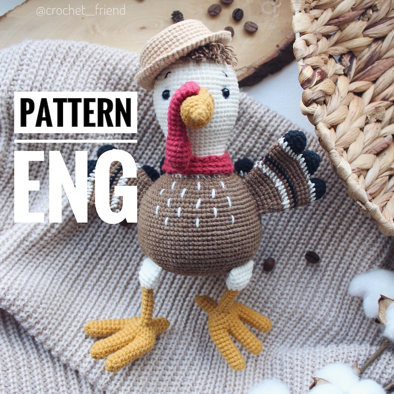 Crochet amigurumi pattern turkey and worm PDF ENGLISH pattern Crochet turkey crochet animal crochet turkey pattern amigurumi turkey image 1