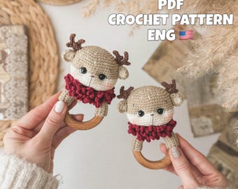 Crochet Fawn Rattle Toy Pattern – Amigurumi Animal PDF ENG