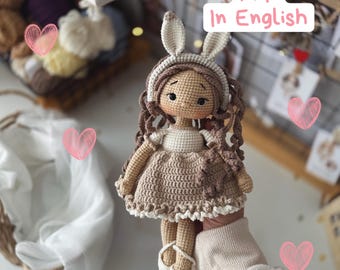 Crochet pattern Mila the Doll English PDF amigurumi gift for a girl includes clothes soft toy