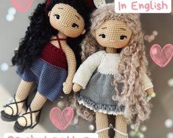 Crochet pattern Adelle the Doll English PDF amigurumi gift for a girl includes clothes soft toy