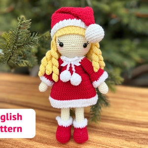 Christmas Crochet doll pattern Winter Doll PDF pattern Christmas gift decor amigurumi toys Winter hat doll in Dress