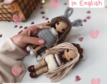 Crochet pattern Molly the Doll English PDF amigurumi gift for a girl includes clothes soft toy