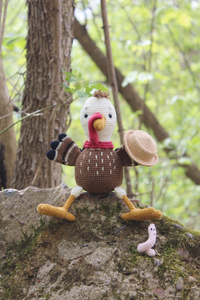 Crochet amigurumi pattern turkey and worm PDF ENGLISH pattern Crochet turkey crochet animal crochet turkey pattern amigurumi turkey image 3