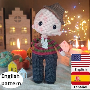 Halloween crochet amigurumi pattern A character from a horror movie PDF English Spanish pattern doll Halloween diy gift Halloween decor