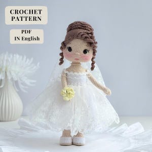 Virkad bruddockamönster, engelsk amigurumi (PDF)