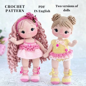 Crochet doll PATTERN PDF in English crochet pattern amigurumi doll stuffed doll pattern amigurumi toy  doll in a dress doll bodysuit little