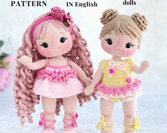 Crochet doll PATTERN PDF in English crochet pattern amigurumi doll stuffed doll pattern amigurumi toy  doll in a dress doll bodysuit little