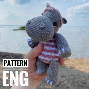 Amigurumi Hippopotamus in a swimsuit crochet pattern hippopotamus PDF English pattern hippo