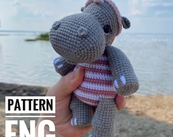 Amigurumi Hippopotame en maillot de bain patron crochet hippopotame PDF patron anglais hippopotame