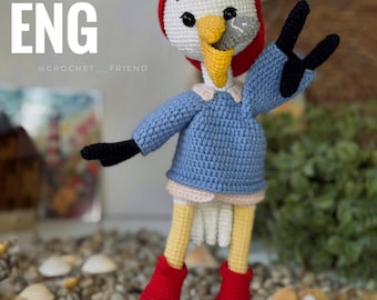 Amigurumi Pelican Crochet Pattern: Bird in Sweater (PDF English)