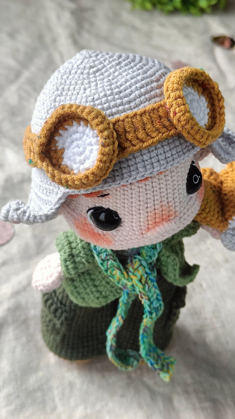 Patron amigurumi rochet Poupée pilote aviateur avec avion PDF Modèle anglais pour poupée DIY au crochet Modèle amigurumi image 8