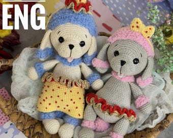Amigurumi crochet PDF ENG pattern cute circus poodle in clothes