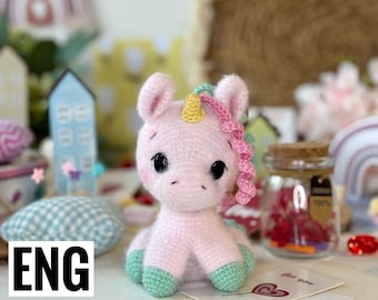 Amigurumi crochet PDF ENG pattern magic pink unicorn