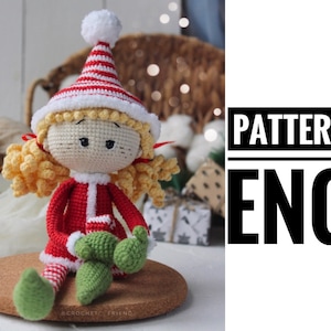 Christmas Crochet Amigurumi pattern Doll Elf PDF English pattern Christmas Elf gift Christmas decor Christmas sweets Elf Christmas toy