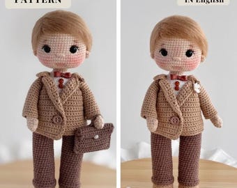 Crochet doll pattern PDF in English gustom-made crocheted groom dolls, personalized wedding gifts, and handmade souvenirs for couples