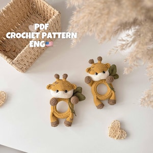 Crochet pattern rattle toy giraffe PDF in English amigurumi rattle toy giraffe Crochet animals crochet pattern rattle toy giraffe