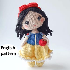 Сrochet amigurumi pattern Doll Princess with an apple ENG PDF ENG pattern doll diy crochet doll pattern amigurumi doll