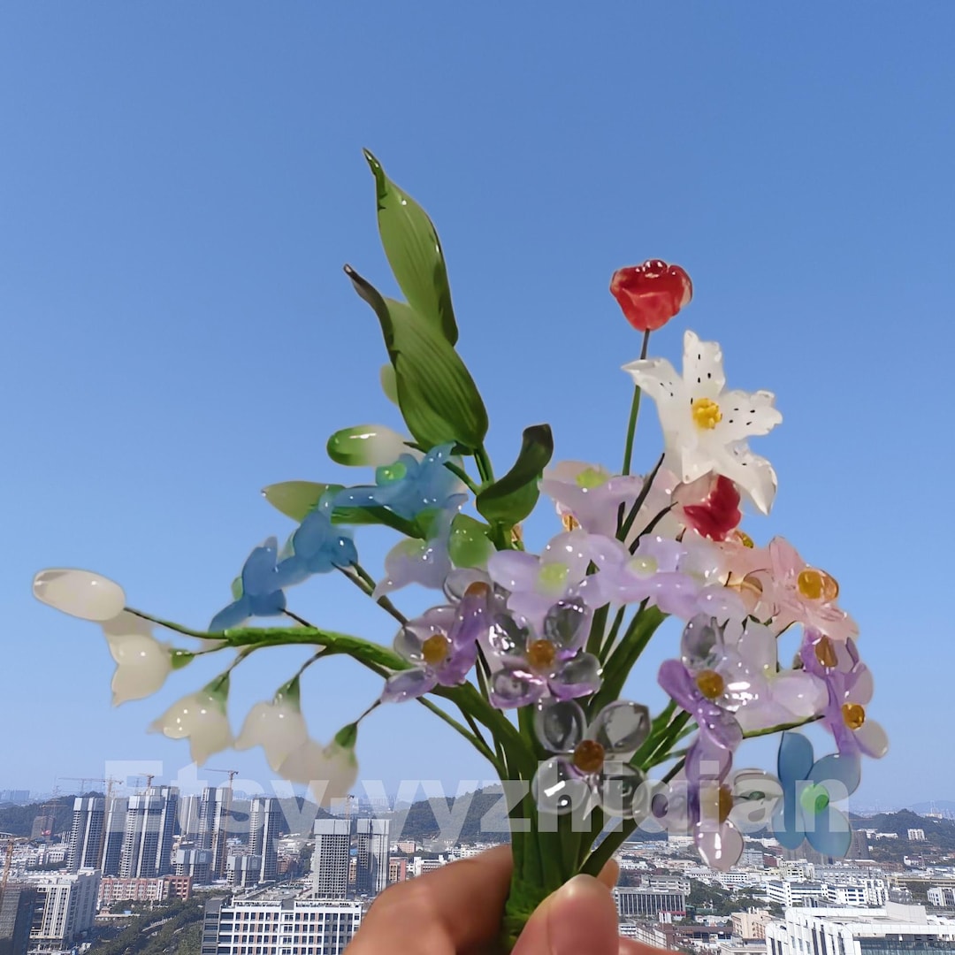 Glass Birth Month Flower,glass Birth Flowers,handmade Glass Flower ...