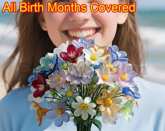 Handmade Glass Birth Month Flower: Blown Glass Sculpture Gift