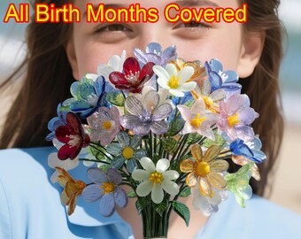 Hand Blown Glass Birth Month Flower: Unique Birthday Gift
