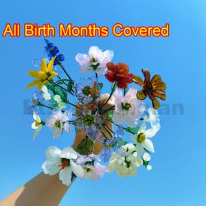 Glasblumensträuße, Glasgeburtsblumen, Geburtstagsgeschenke, handgemachte Glasblume, Geburtstagsgedenk