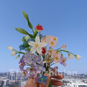 Glass Flower Bouquets,Blown Glass Flowers,Gifts for Mom,Metal and Glass Flowers,Birthday Gifts,Handmade Glass Flower