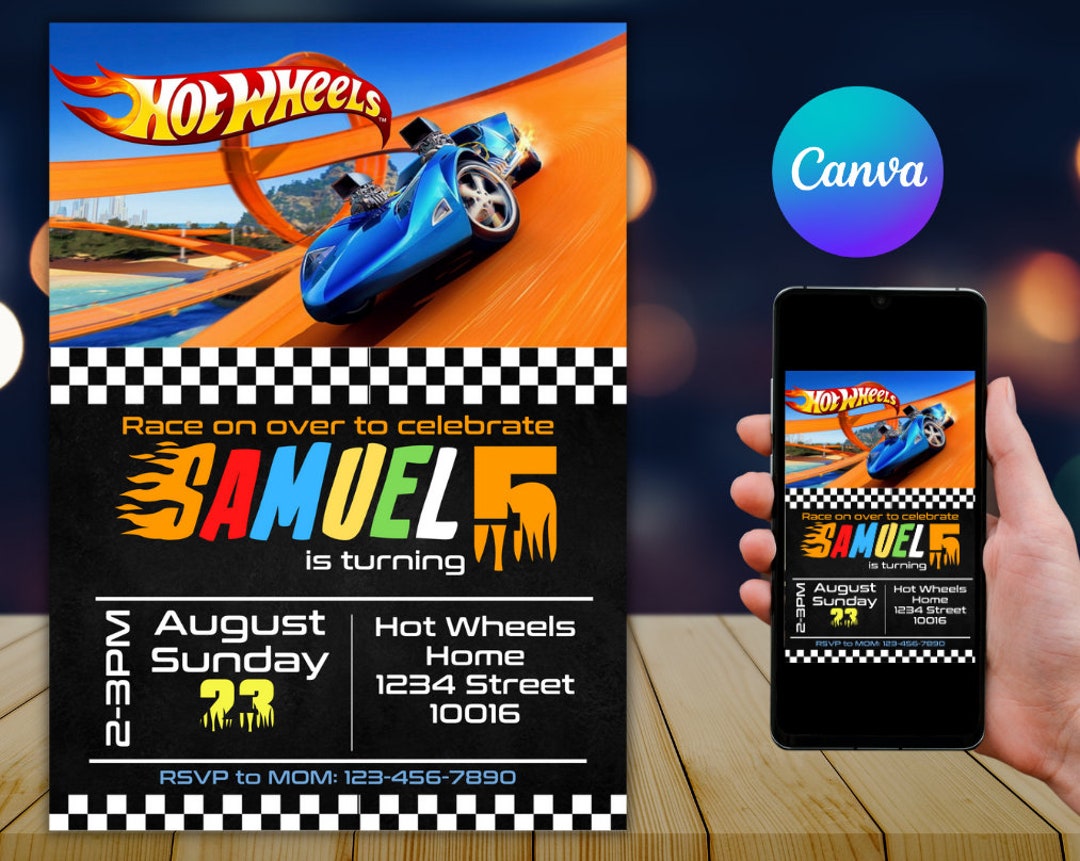 Hot Cars Birthday Invitation Wheels Birthday Invitation Race Cars Party