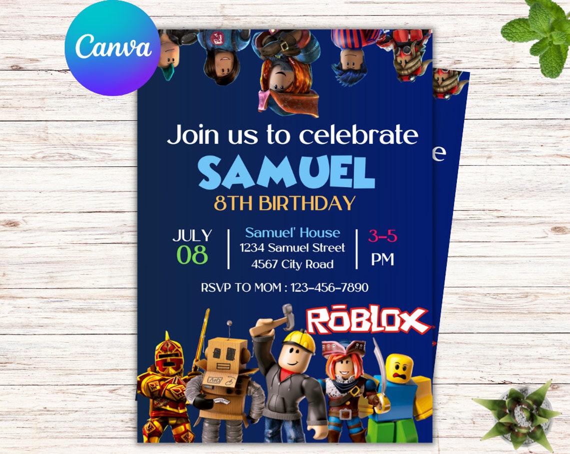 Roblox Birthday Invitation Template Digital and Printable Etsy