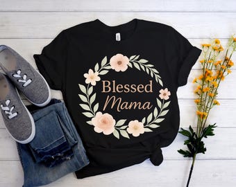 Blessed Mama Watercolor PNG | Floral Wreath Motherhood Sublimation Design | Mom Life Digital Download
