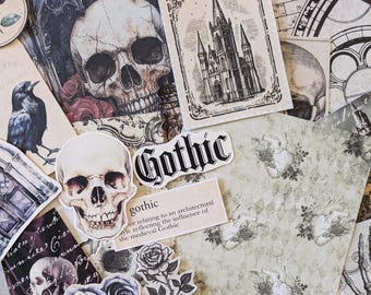 Vintage-style Gothic Scrapbook Collection: Goth Junk Journal, Paper and Ephemera (079)