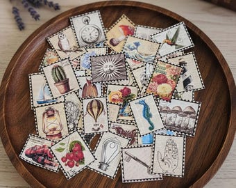 Vintage-style Stamp Stickers - Watercolor Ephemera, Scrapbook and Junk Journal, Antique Scraps (003)