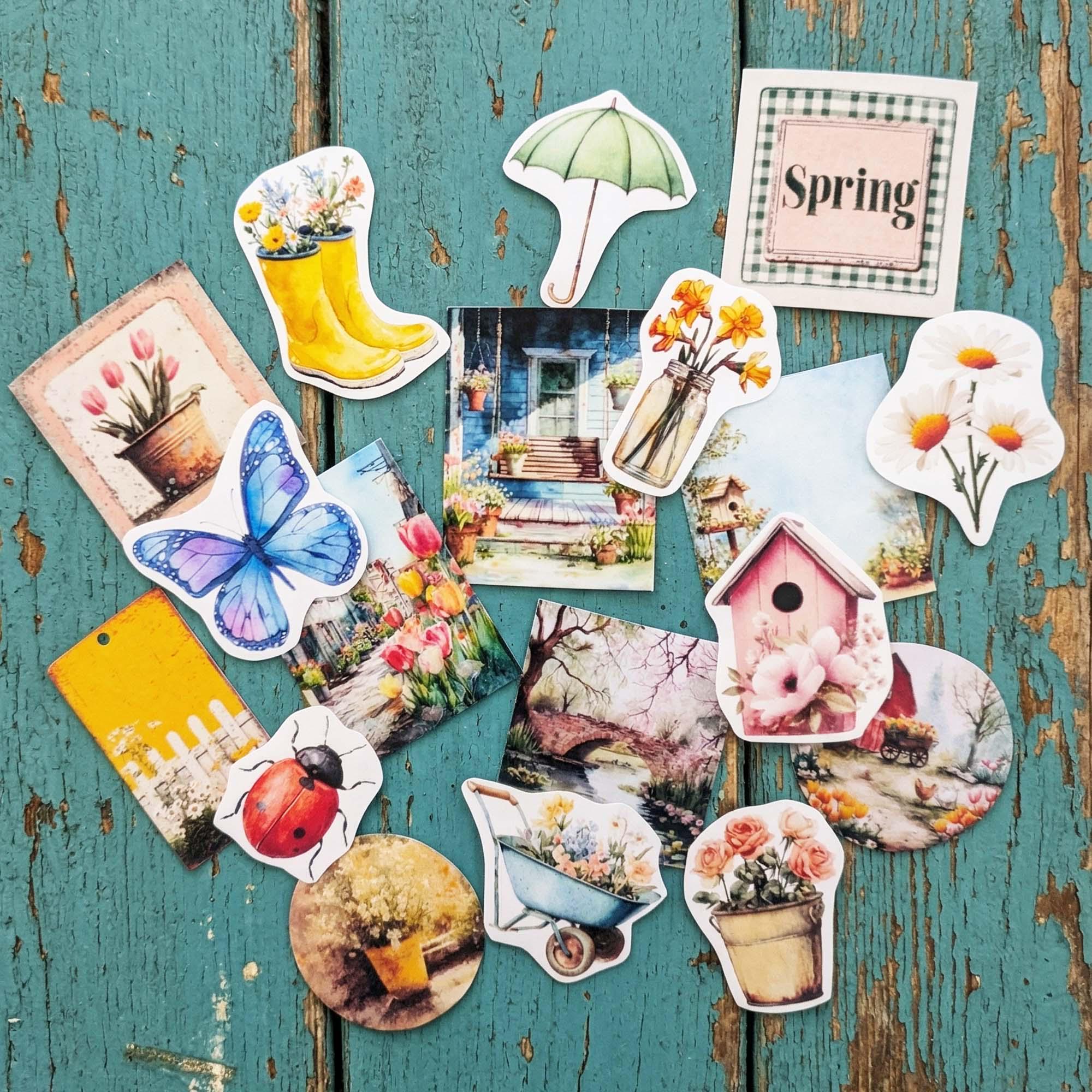 Vintage-style Rustic Spring Scrapbook Collection: Junk Journal, Paper ...