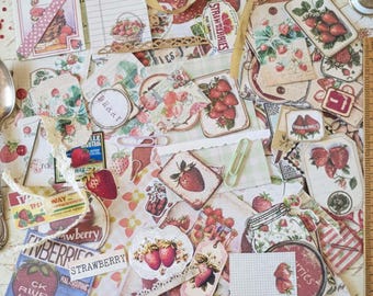 Vintage-style Strawberry Scrapbook Collection: Fruit Junk Journal, Paper and Ephemera (012)
