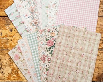 Paquete de papel para scrapbooking con diseño de cabañas florales claras: Junk Journaling, Cardmaking, Material estético, Hoja de fondo, Cottagecore (504)