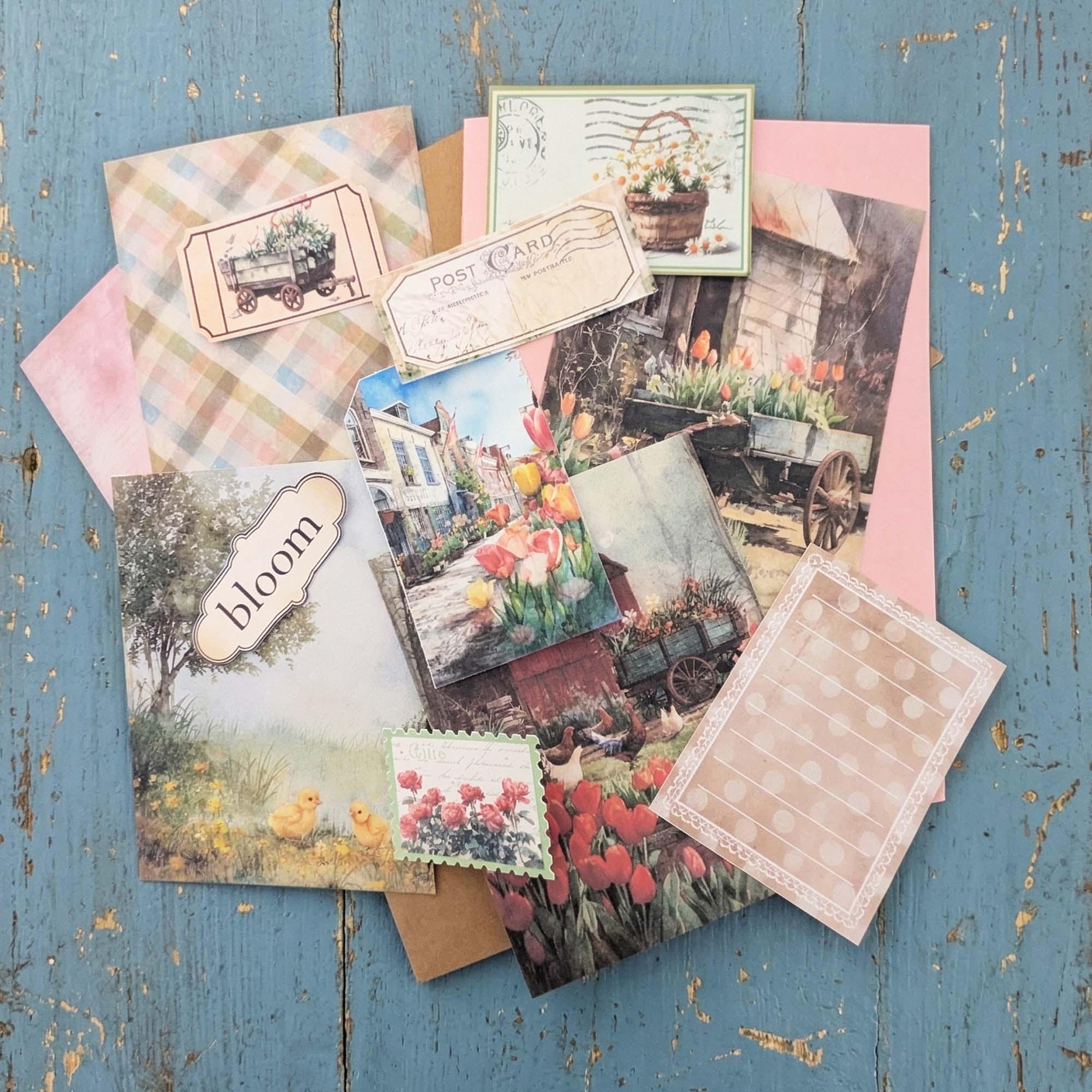 Vintage-style Rustic Spring Scrapbook Collection: Junk Journal, Paper ...