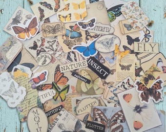 Vintage-Style Butterfly Ephemera: Junk Journal, Moth Cardstock Scrapbook Scraps, Cardmaking (94)