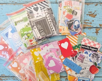 Junk Journal Starter Kit: Various Colors Scrapbook Collection Including Papers, Cardstock Die Cuts, and Stickers