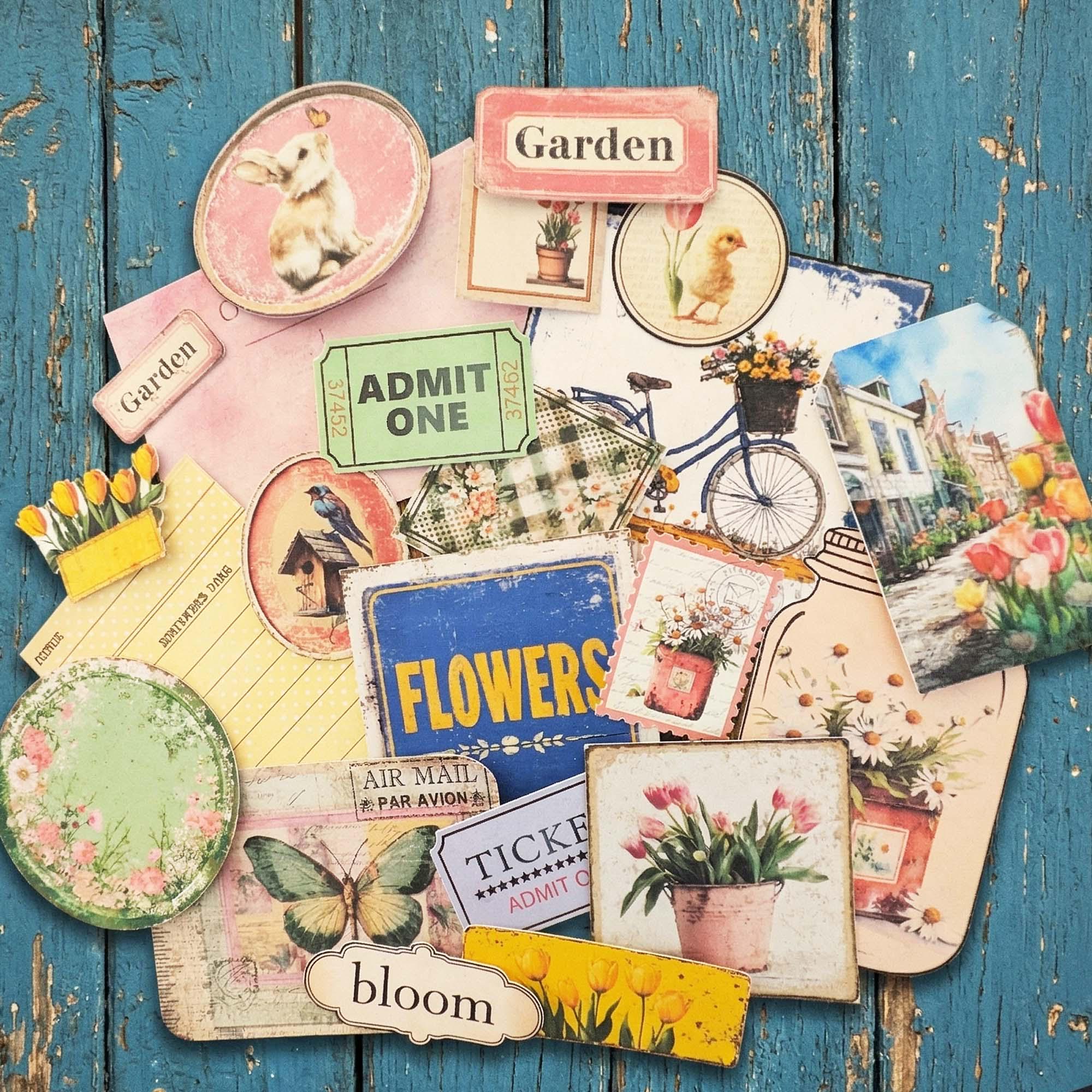 Vintage-style Rustic Spring Scrapbook Collection: Junk Journal, Paper ...