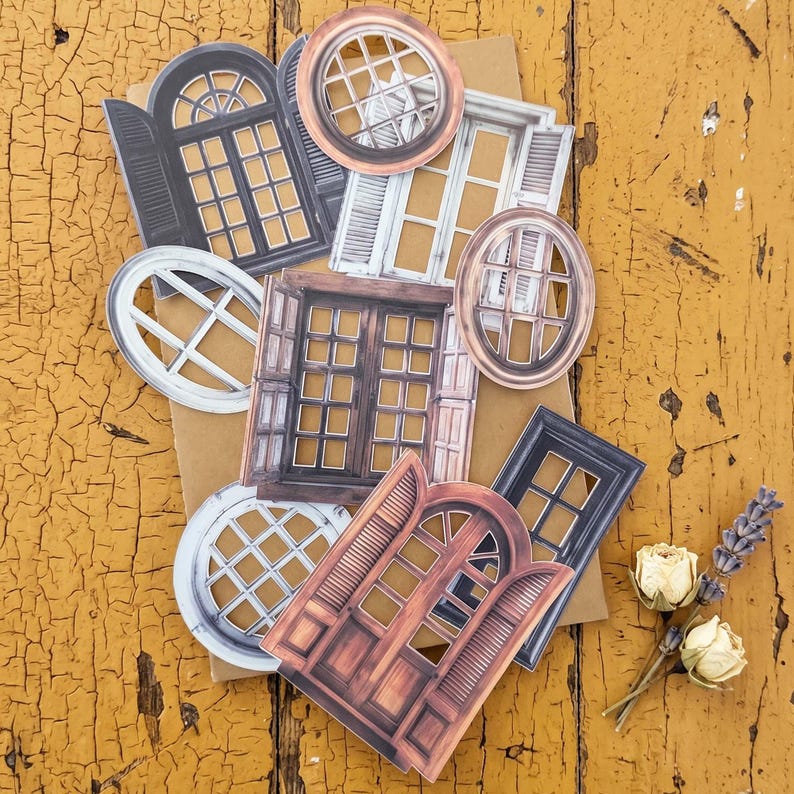 Antique Wood Windows Ephemera: Cute and Whimsical, Die Cut Cardstock ...