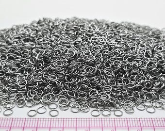 4mm x 0.5mm Stainless Steel Chainmail Rings - 80g - Approx 5000 Jump Rings - Bulk Pack