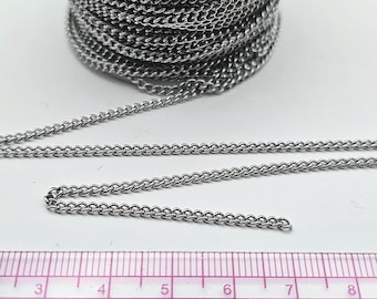 2mm Stainless Steel Curb Chain: 10m Spool - Bulk Jewellery Making Reel