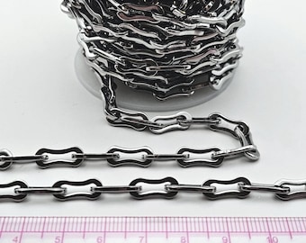 13.5mm x 6mm Stainless Steel Bone-Link Cable Chain -Bulk Jewellery Making Spool - 5m Reel