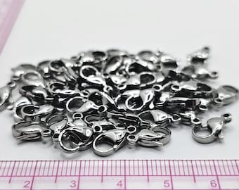 50pcs 12mm Stainless Steel Lobster Claw / Parrot Trigger Clasps - Jewellery Making, DIY Crafts