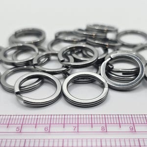 20 mm x 2,5 mm delade ringar i rostfritt stål - kraftiga - nyckelringsdetaljer för platt tråd - 25 st