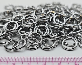 12mm x 1.8mm Heavy Duty Stainless Steel Chainmail Rings - 125g - approx 200 jump rings