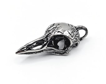 304 Stainless Steel Raven Skull Pendant - Gothic Pagan Jewellery
