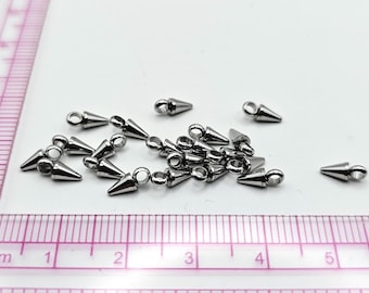 Mini Stainless Steel Cone Spike Beads - 7.5mm x 3mm - 1.8mm Hole