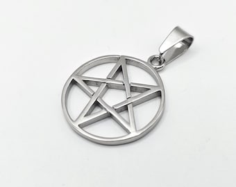 25mm Stainless Steel Pentagram Pendant - Gothic Five Point Star